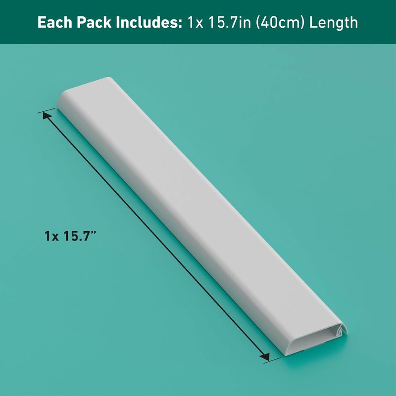 D-Line TV Wall Mount Cord Hider, Hide Mounted TV Cables, Wire Covers, Self Adhesive Cover for Cords, Paintable, Low Profile, Seamless Cable Raceway - 2.36in W x 0.59in H x 15.7in L - White - Image 4